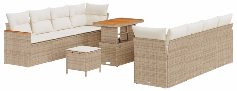 Set Divano da Giardino 11 pcs Beige polyrattan