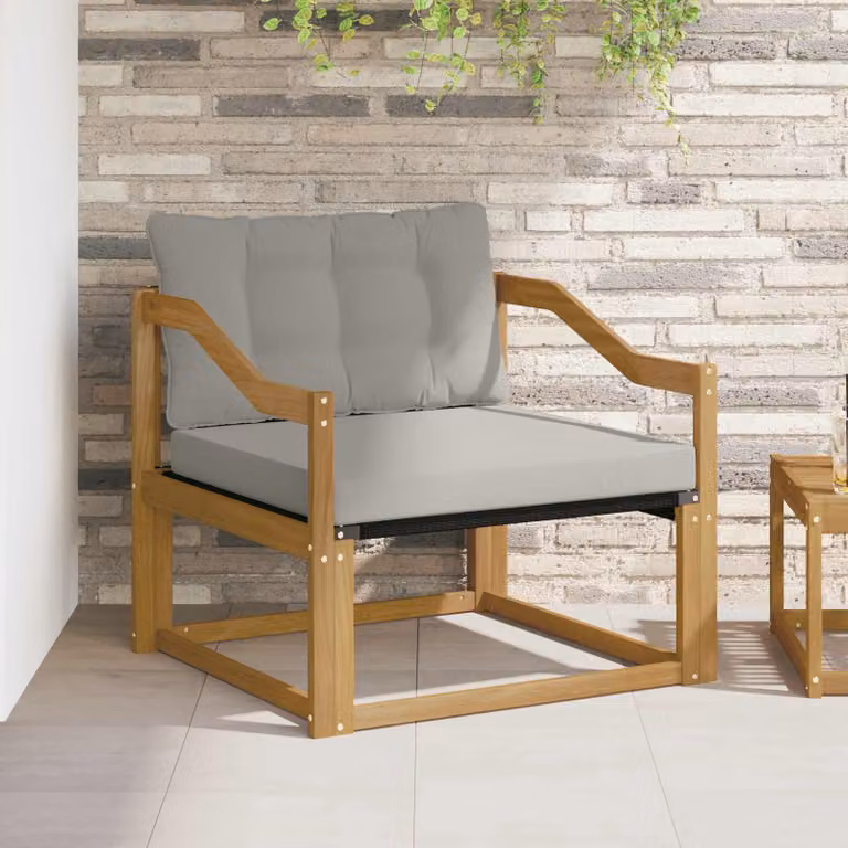 Set di divani da esterno vidaXL in legno di acacia massello e textilene con cuscini inclusi, colore grigio o bianco