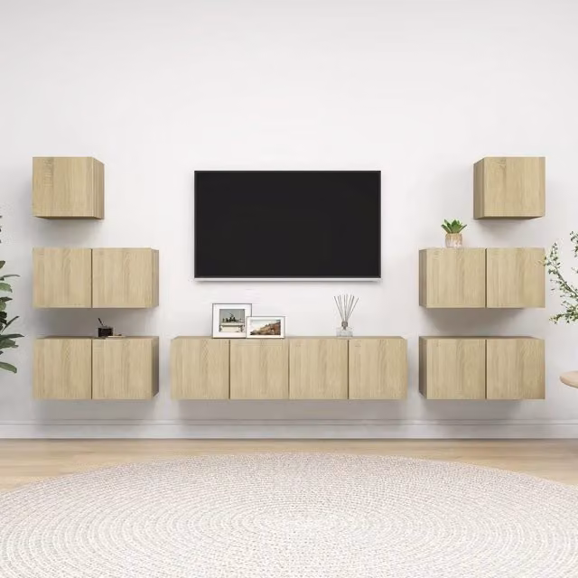 Set di Mobili Porta TV 8 pz Rovere Sonoma in Legno Multistrato 3079029