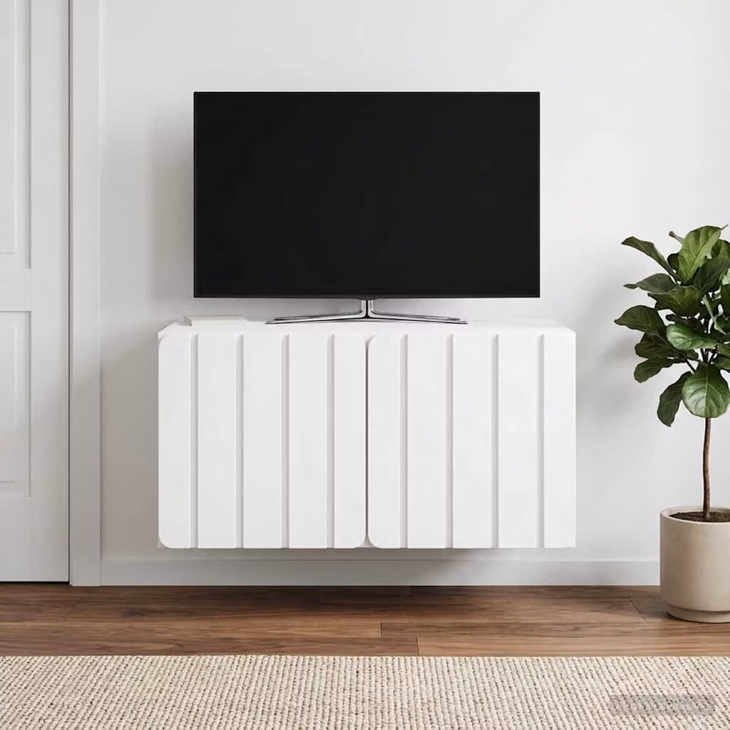 vidaXL Mobile Porta TV da Muro Moderno in MDF Bianco L: 59,5 cm, P: 41 cm, H: 30 cm