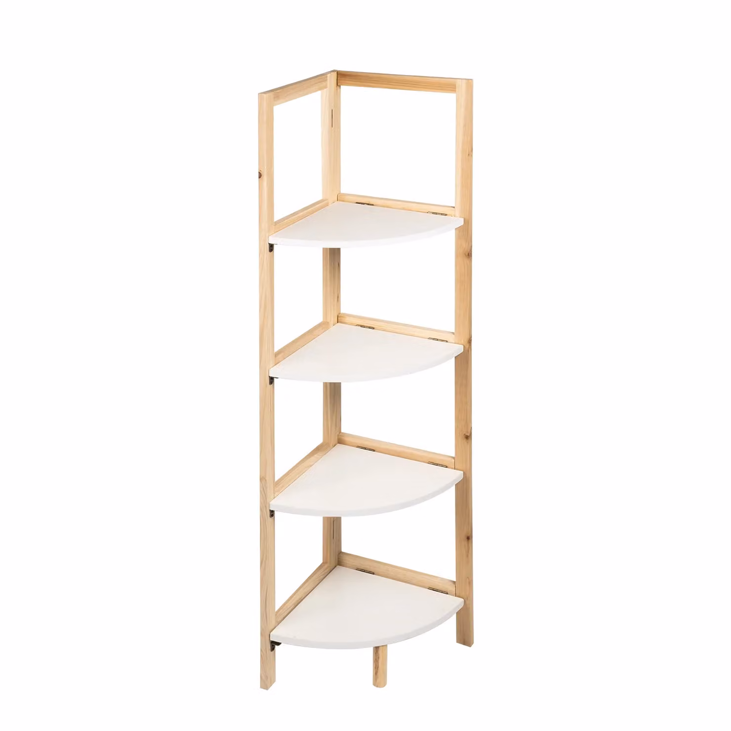 Scaffale Angolare Multiuso VESTIAMO CASA Linea Woodhandy in Legno di Abete con 4 Ripiani, Bianco, H 108,5 x L 27 x P 27 cm – 1