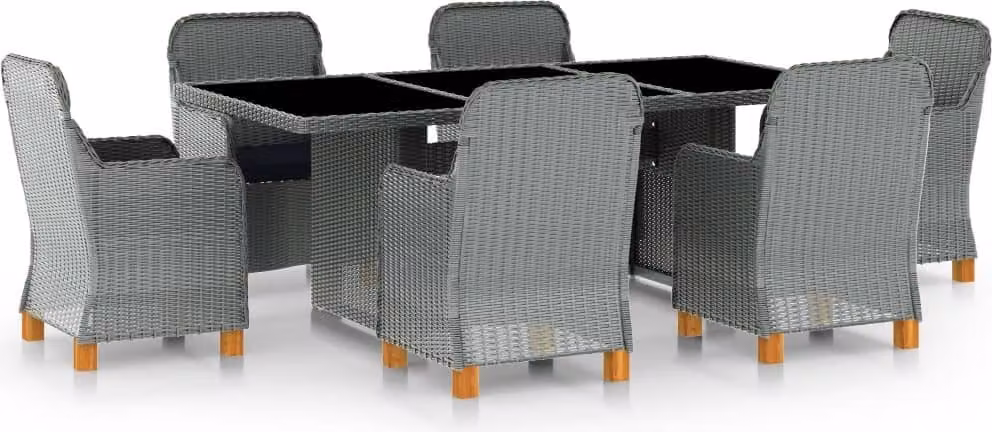 Maison Exclusive - Set da pranzo da giardino da 7 pezzi con cuscini in rattan sintetico grigio chiaro
