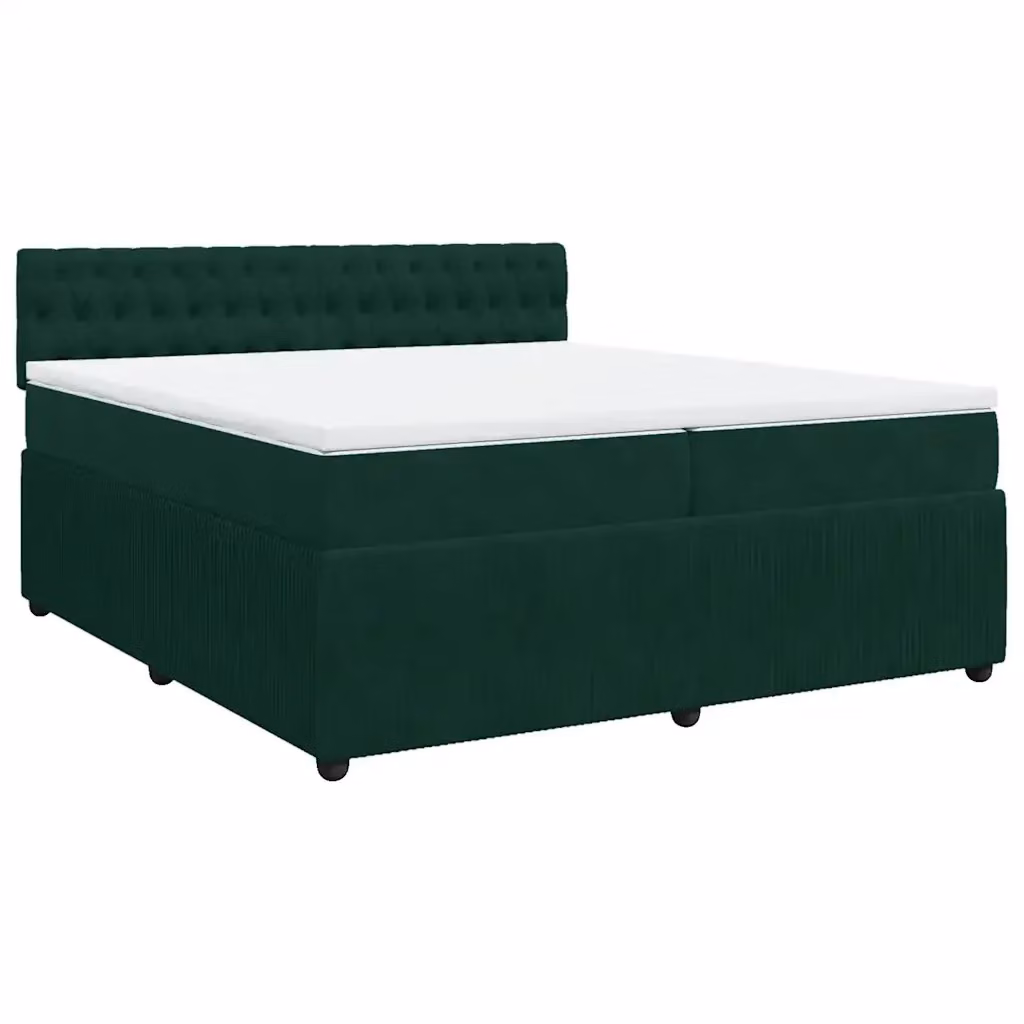 Letto Ibrido vidaXL con Giroletto a Molle e Materasso in Velluto Verde Scuro, L/P: 200 x 200 cm – 2