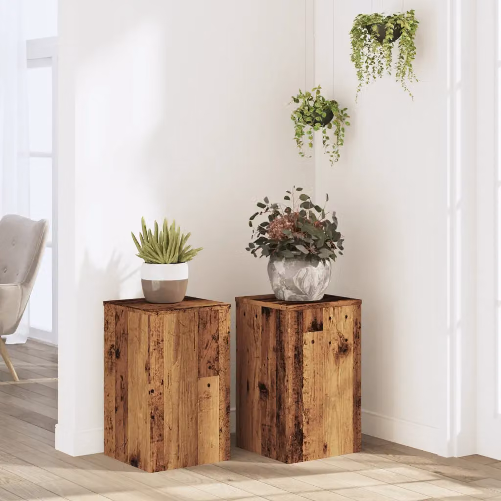 Set di 2 supporti per piante vidaXL in legno marrone, L/P/H: 30 x 30 x 50 cm