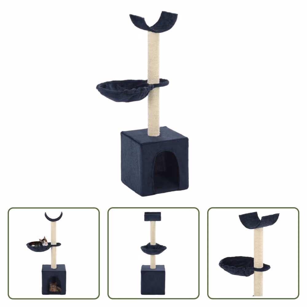 The Living Store Tiragraffi per gatti con tiragraffi in sisal 105 cm Blu