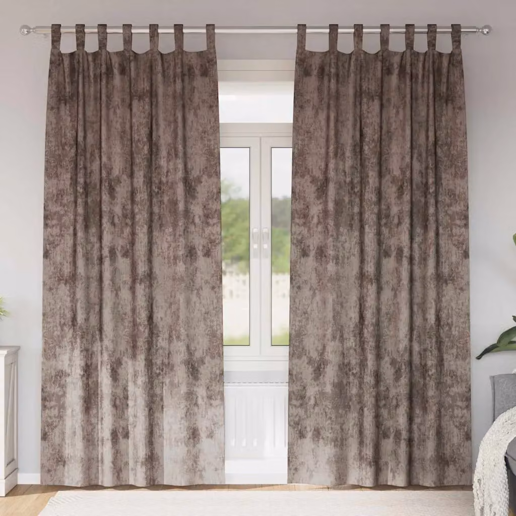 Set di 2 tende in velluto vidaXL color cappuccino, oscuranti e termoisolanti, H: 260 cm x L: 140 cm