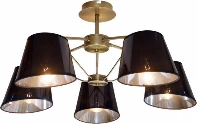 Lampadario a sospensione Candellux Cortez in metallo ottone e vetro, 5 x E14, L: 66 cm, P: 29 cm, H: 66 cm