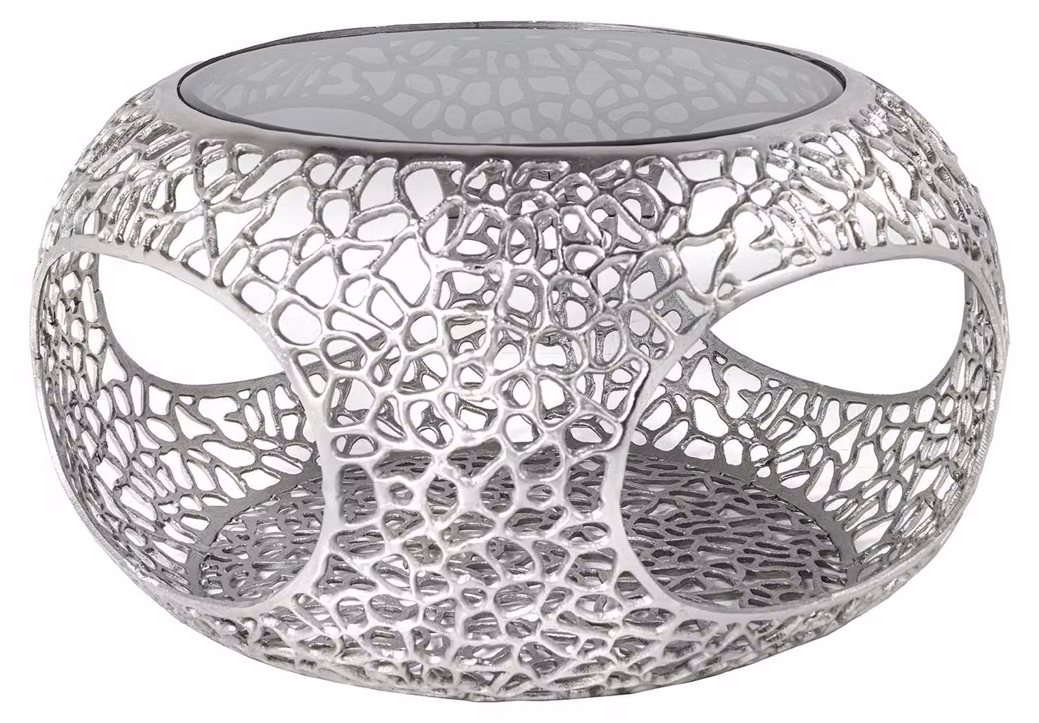 Tavolino da salotto 40 cm in vetro argento, design moderno per il soggiorno. ACQUISTA ORA