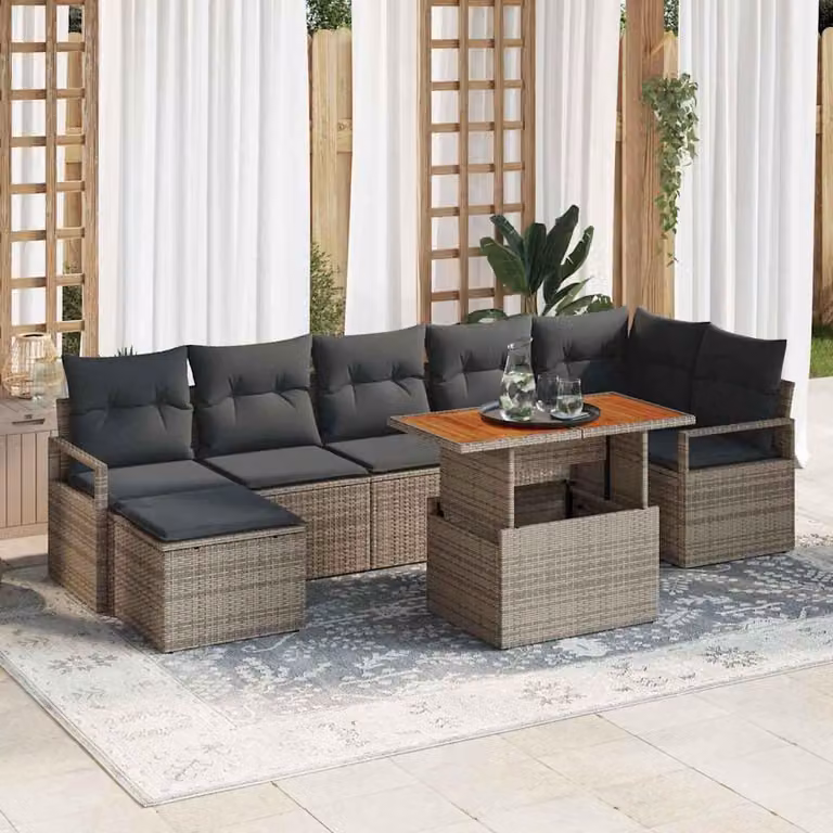Maison Exclusive - Set di divani da giardino, 8 pezzi, grigio e marrone