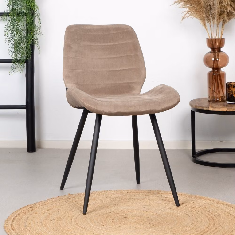 Bronx71 Sedia da pranzo in velluto Toby modern taupe
