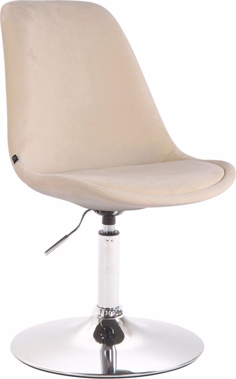 Sedia da pranzo in velour - design - rosso - pieghevole e girevole a 360° | colore: crema | colore base: cromo