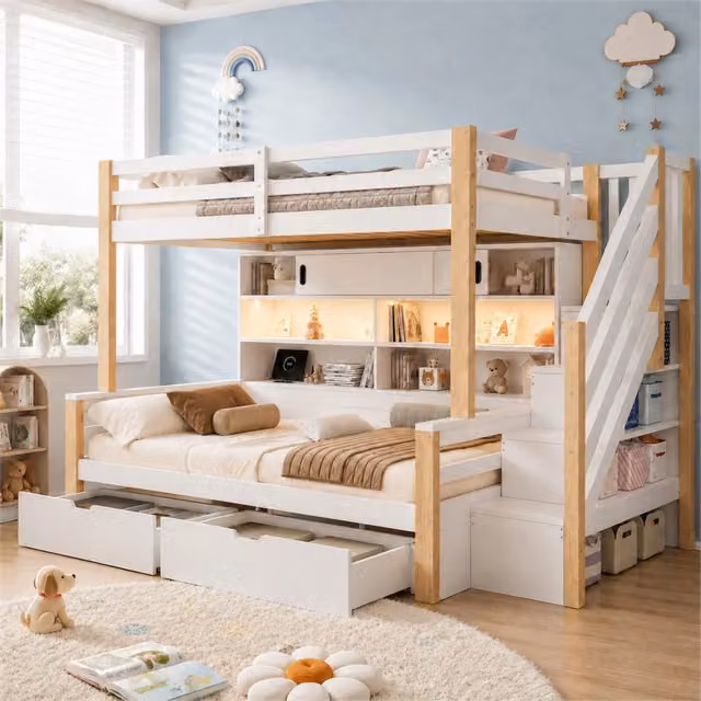 letto a castello in pino bianco 116 x 253 cm
