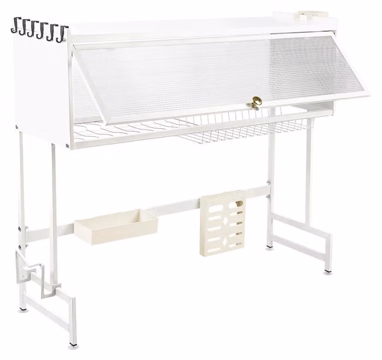 Supporto per scolapiatti da posizionare sopra il lavello - Scolapiatti per piatti - Scaffale da cucina - Taglia XL - Acciaio inossidabile - Porta posate - Porta tagliere - Bianco