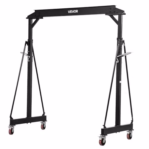 VEVOR Telaio Gru a Portale Mobile 1996 kg Altezza Regolabile 251-371 cm, Telaio Mobile con Portata Max di 1996 kg, Altezza 251-371 cm, Ruote Bloccabili e Struttura in Acciaio, per Officine e Magazzini