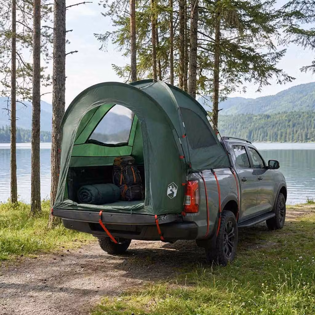 Tenda da auto vidaXL per 2 persone in poliestere e acciaio, colore verde militare