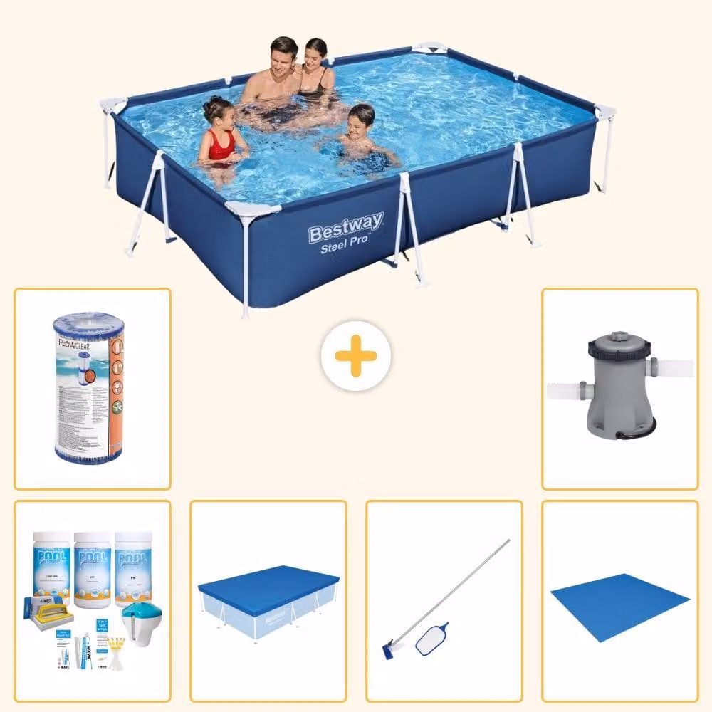 Bestway Steel Pro, piscina rettangolare - 300x201x66 cm - 7 pezzi - Modello S22246