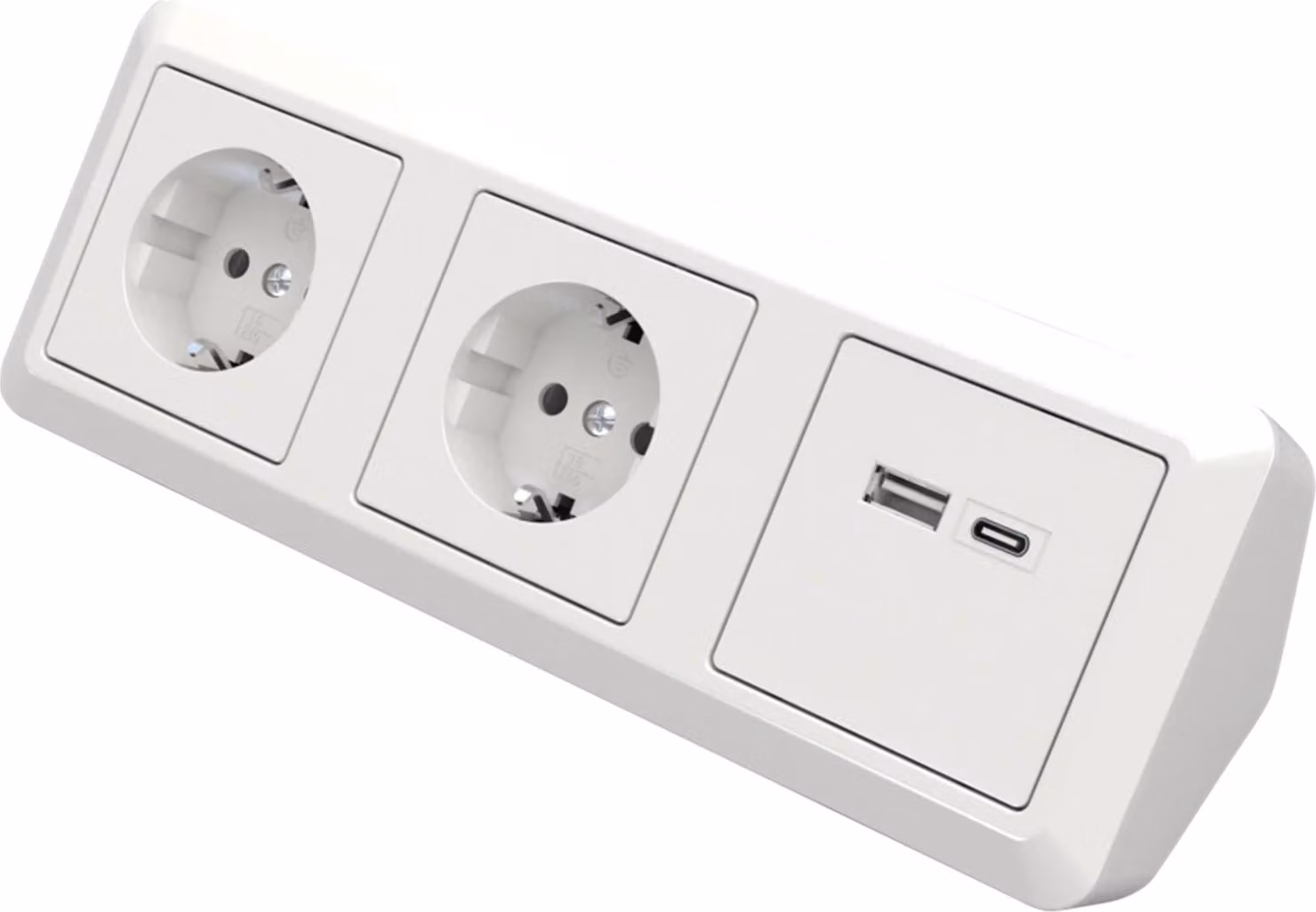 Blocco presa McPower ''Cup'', bianco, contatto di terra a 2 vie + 2x USB A+C