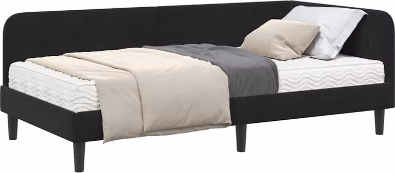 Cornice del letto ad angolo Nero 100 x 200 cm Velluto