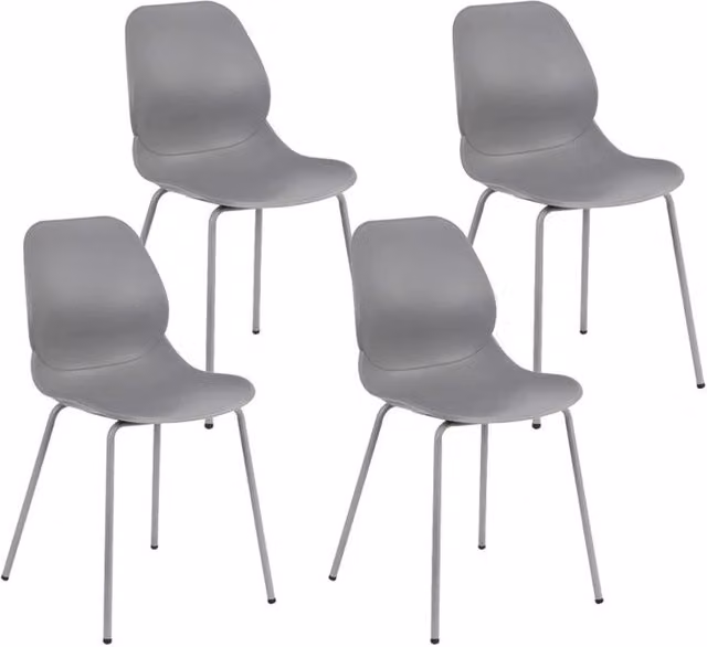SET 4 SEDIE STOCCARDA IN PLASTICA DI COLORE GRIGIO 46 X 54 X H84 CM