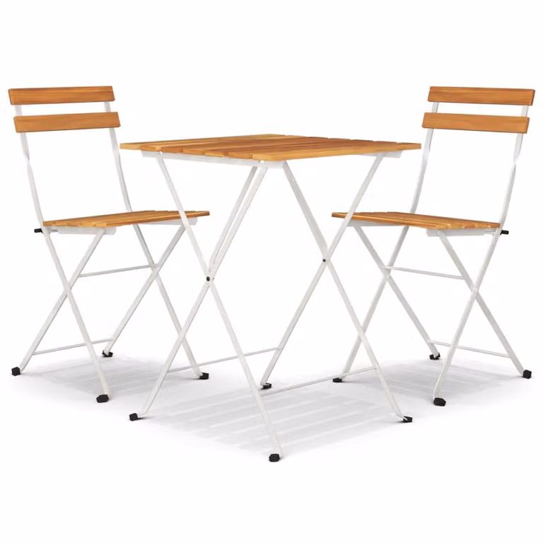 set bistrot 3 pezzi pieghevole in legno massiccio di acacia e acciaio