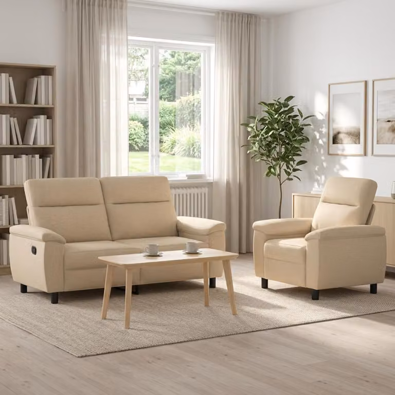 Set di 2 divani moderni vidaXL in tessuto color crema con struttura in metallo per il tuo soggiorno