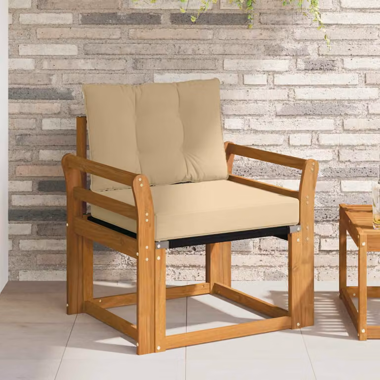 Divano da esterno moderno vidaXL in legno di acacia massello con cuscini beige e marrone