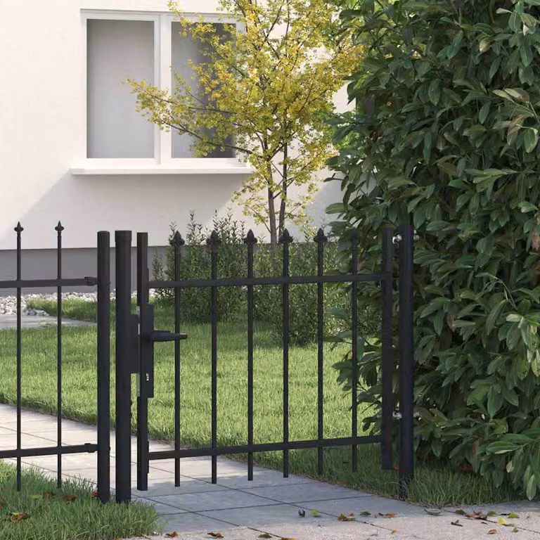 Cancello per recinzione vidaXL in acciaio nero con punta a lancia L: 100 cm, H: 75 cm