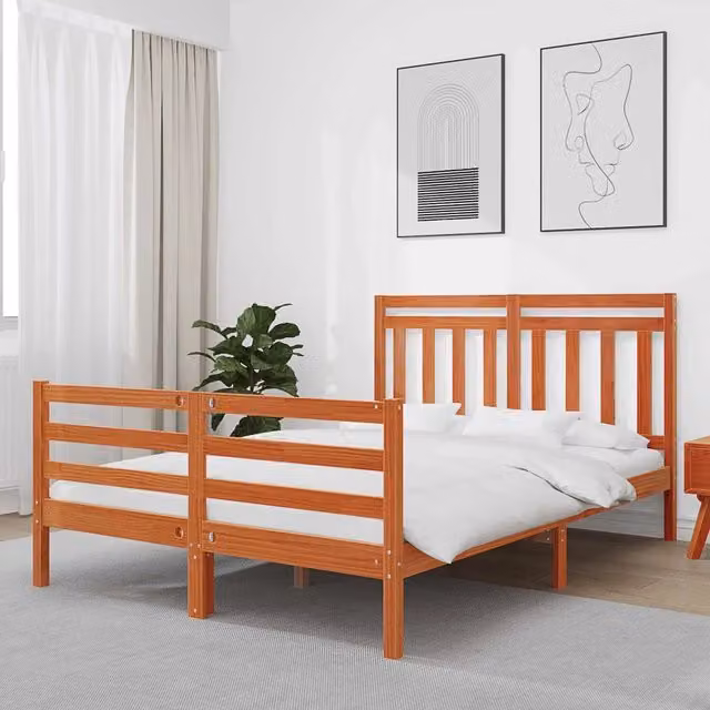 Struttura del letto con testiera-Giroletto con Testiera Marrone cerato 140 x 190 cm 816253