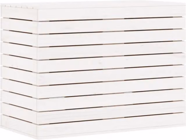 Cesto per Bucato Design In Bianco con Coperchio in Legno Massello di Pino L: 88,5 cm, P: 44 cm, H: 66 cm CFW2145790