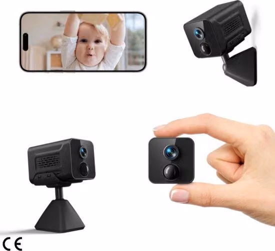 Telecamera di sicurezza Wi-Fi da interno compatta, portatile e senza fili da 1080p – alimentata a batteria, sensore di movimento PIR, visione notturna, altoparlante configurabile – proteggi i tuoi ambienti con memoria SD/cloud (Wi-Fi 2,4 GHz)