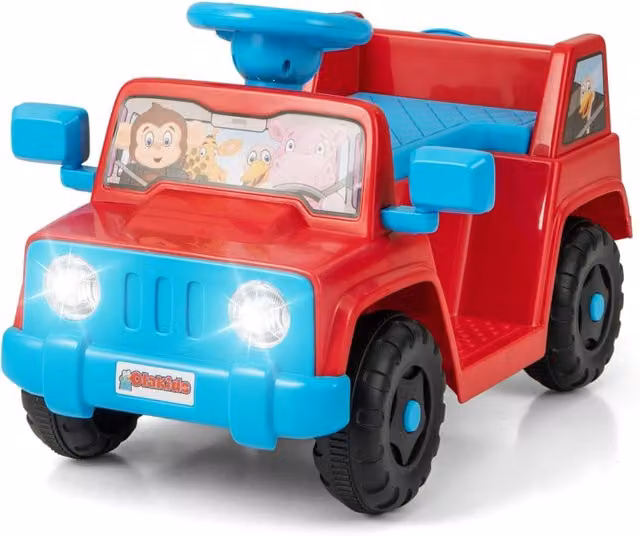 Auto elettrica per bambini con luci e suoni, design divertente in plastica rossa, L/P/H: 66 x 42 x 40 cm