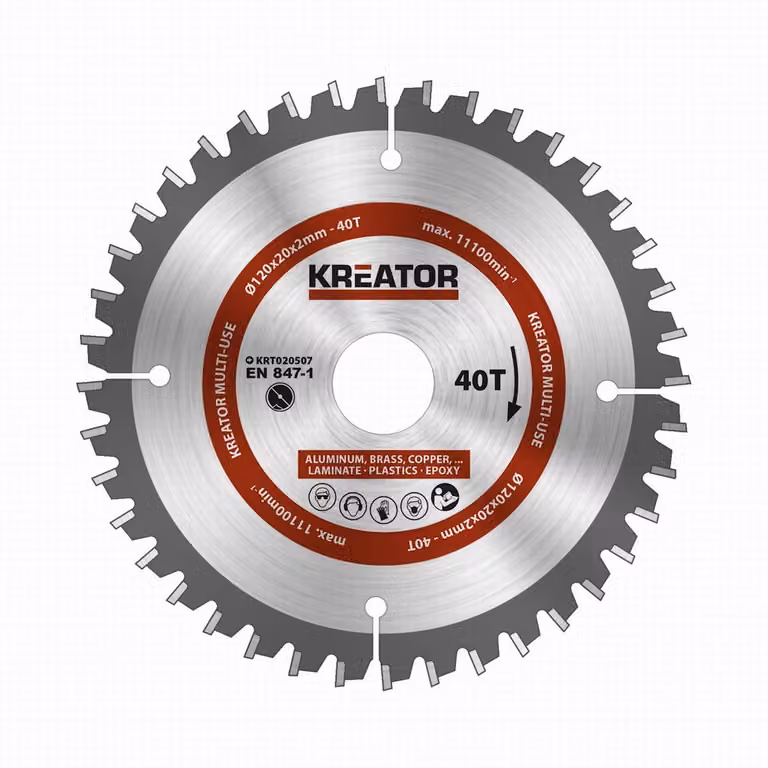 Lama circolare HSS multiuso per metallo e legno Ø 120 mm con 40 denti KRT020507