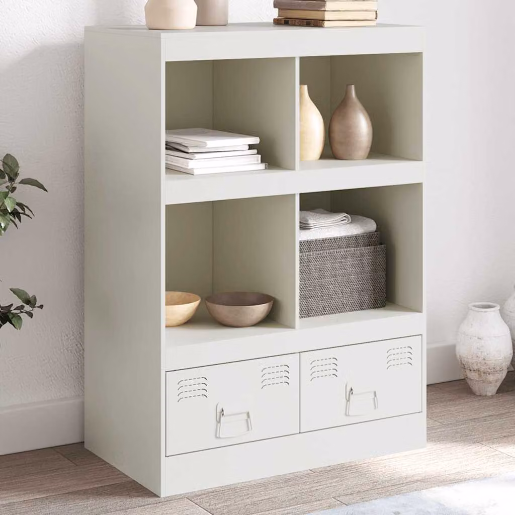Credenza moderna vidaXL in metallo bianca, L: 67 cm, P: 39 cm, H: 95 cm