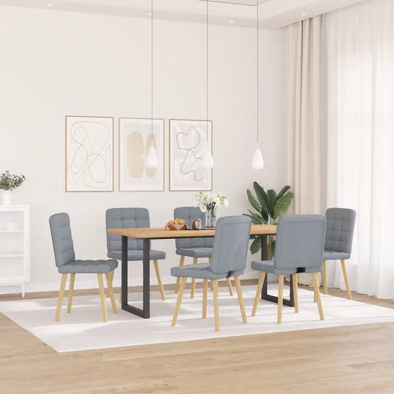 vidaXL Sedie da Pranzo 6 pz Grigio Chiaro in Tessuto