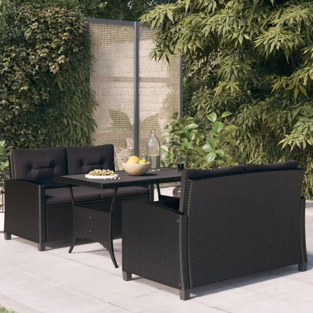 Maison Exclusive - Set da pranzo da giardino a 3 pezzi con cuscini in rattan sintetico