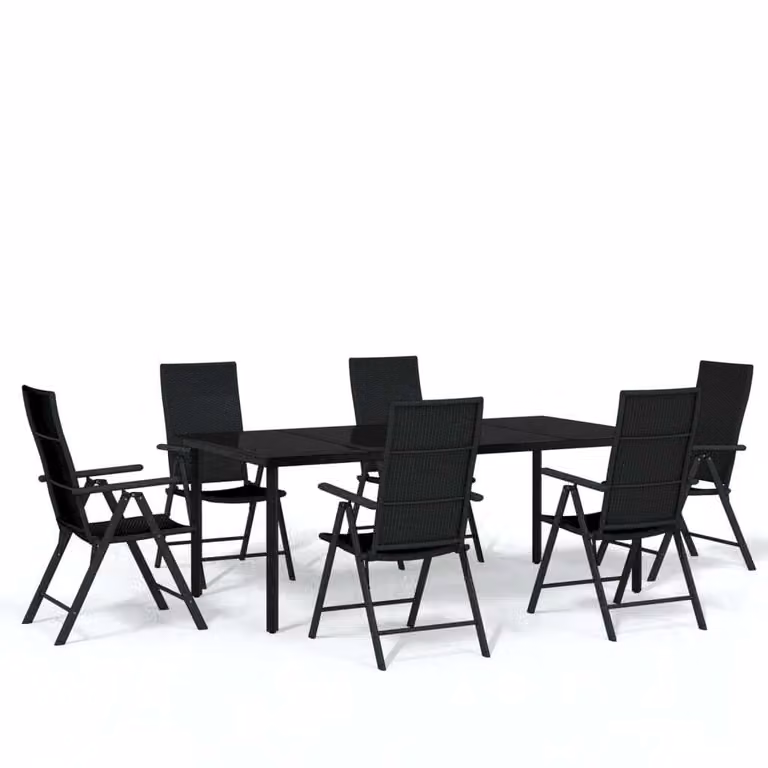 Set Mobili da Pranzo per Giardino 7 pz Nero