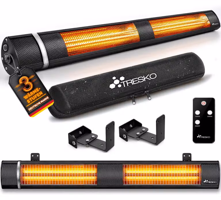Riscaldatore a infrarossi da parete, potenza 3000W, alluminio, colore nero