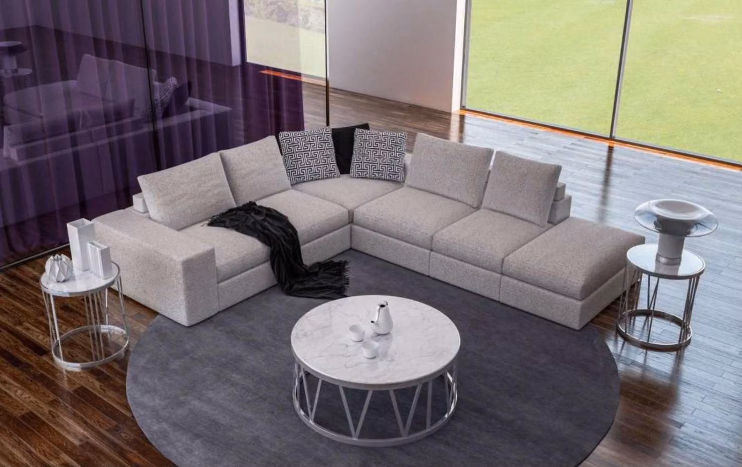 Weißes Ecksofa Polster Eckgarnitur Luxus L-Form Sofas Modern Design