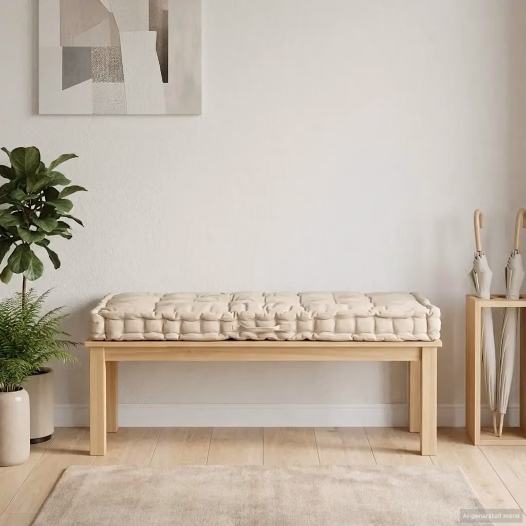 Cuscino per pallet rettangolare in cotone beige DESIGN IN L/P/H: 120 x 80 x 10 cm – 2