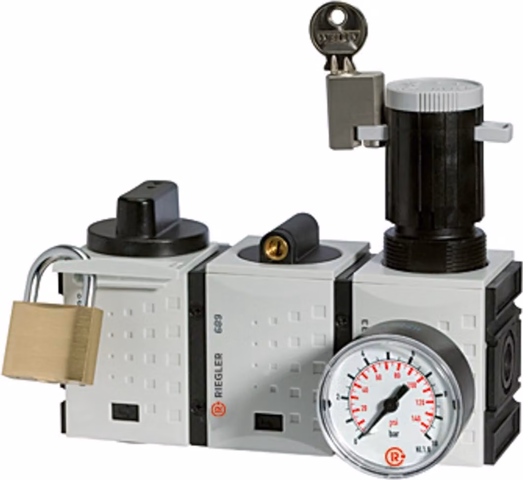 Stazione di manutenzione Riegler SAFETY "FUTURA", KH-AV-DR, BG 2, G 1/2, 2,5-8 bar