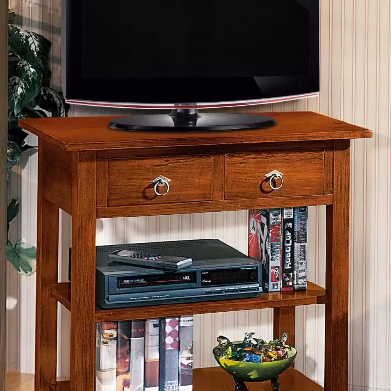 Porta TV 2 Arte Povera in Legno Massello Tinta Noce Mobili 2G L: 75 cm, P: 45 cm, H: 85 cm – 4