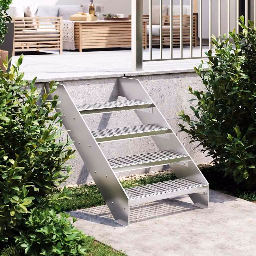 Gradino in griglia vidaXL in acciaio zincato color argento L: 60 cm, P: 24 cm, H: 7 cm