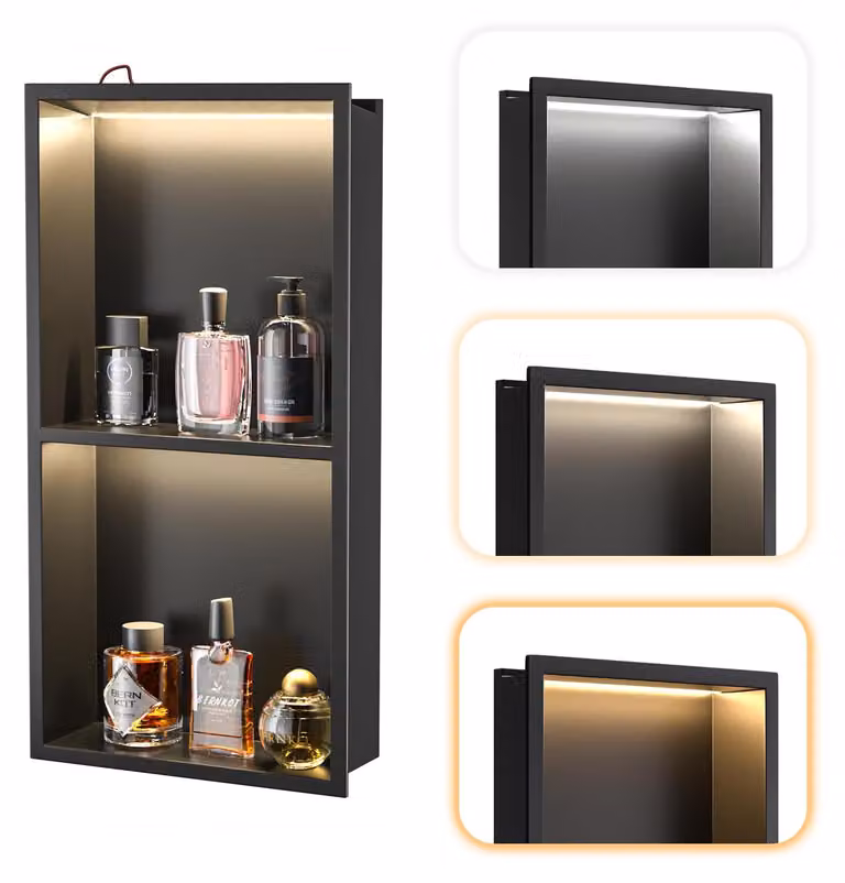 Doccia in acciaio inossidabile con LED, dimensioni 30x60 cm, 3 temperature di colore