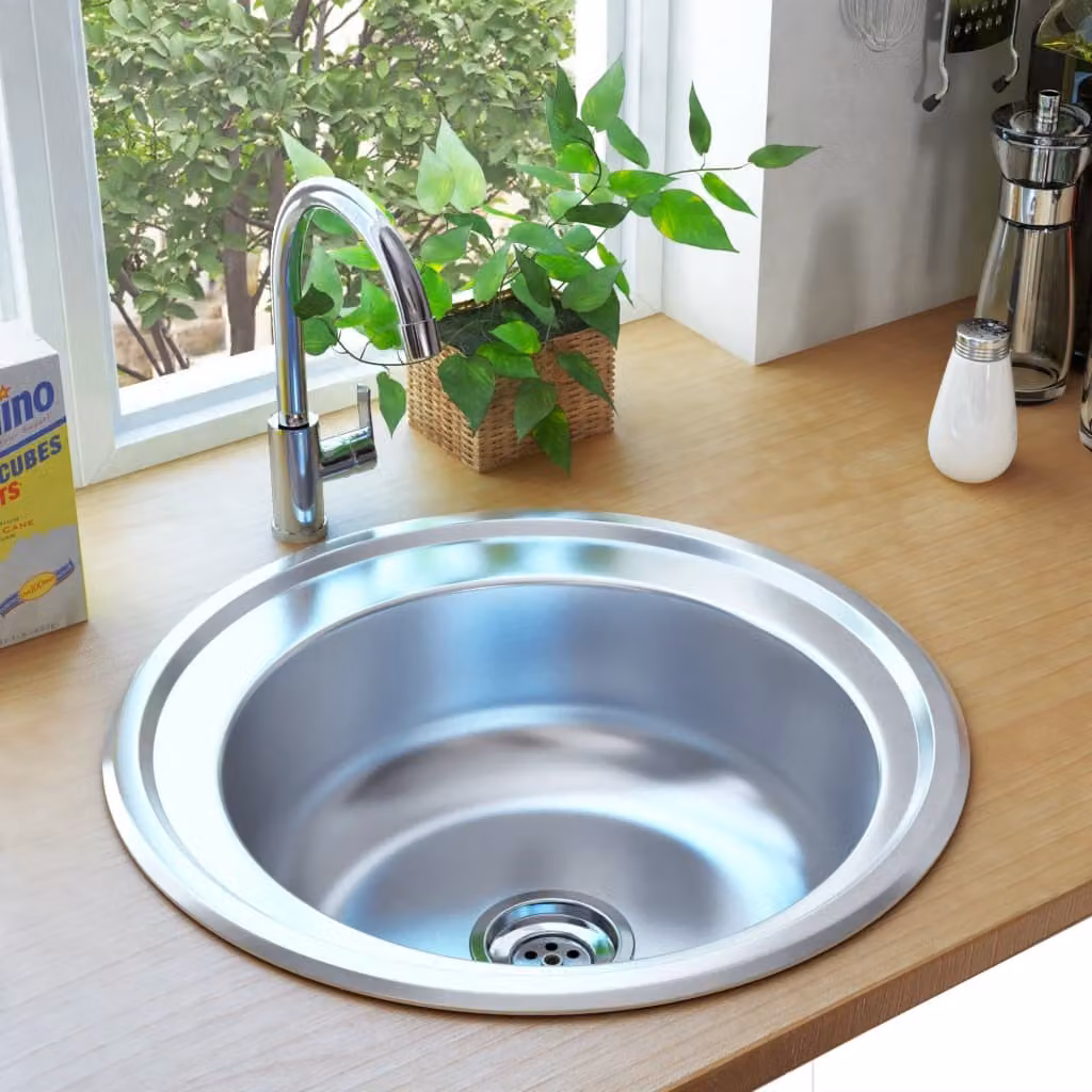 The Living Store Lavello da incasso con setaccio e sifone in acciaio inox