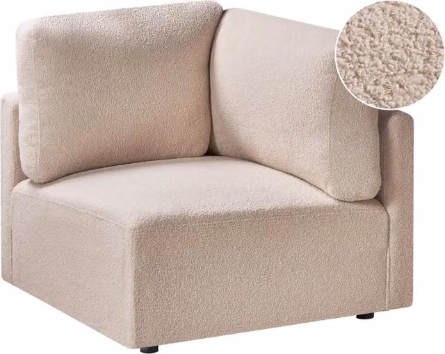 Modulo angolare destro Rivestimento in bouclé beige Divano a 1 posto Sezione Soggiorno in stile moderno