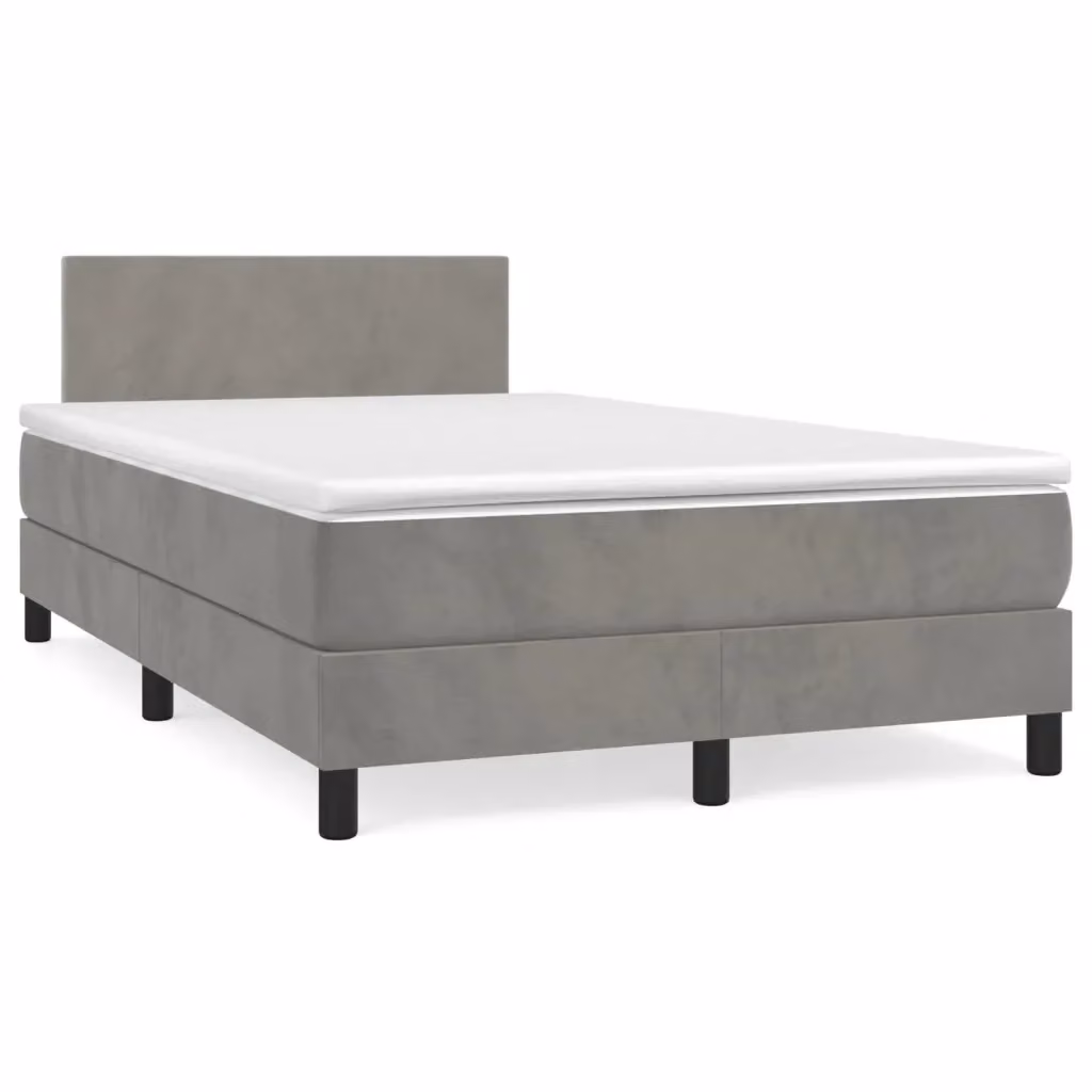 Letto Ibrido vidaXL con Giroletto a Molle e Materasso in Velluto Grigio Chiaro L/P/H: 200 x 120 x 31 cm – 2