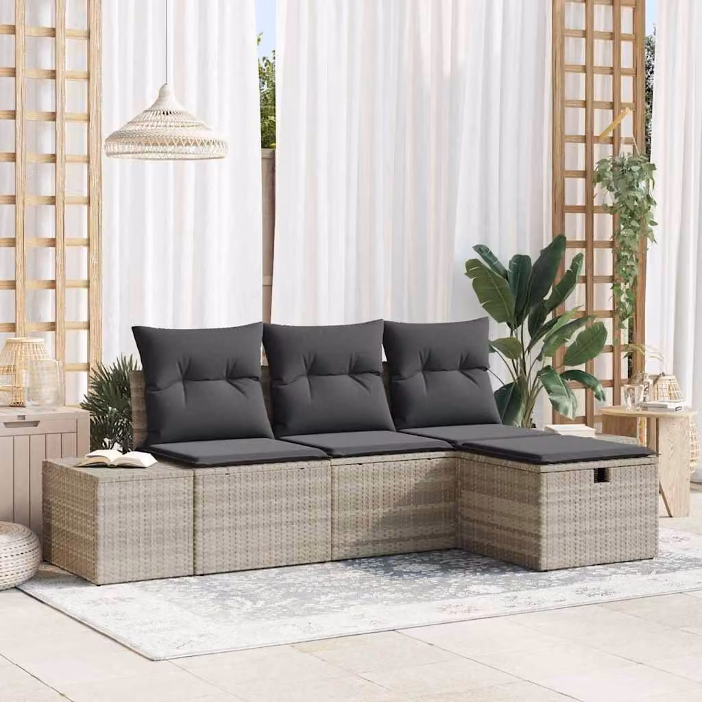 Maison Exclusive - Set da giardino composto da 4 pezzi, divano in rattan sintetico