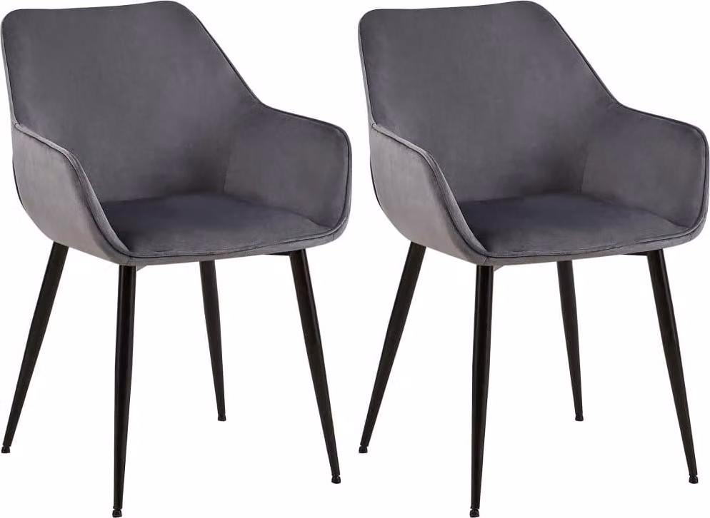 set di 2 sedie da pranzo - Poltrona - Struttura robusta, elevato comfort | Colore: grigio scuro. Materiale: morbido