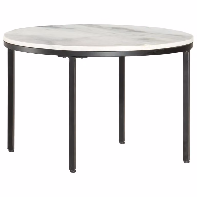 Maison Exclusive - Tavolino bianco e nero Ø 65 cm in vero marmo