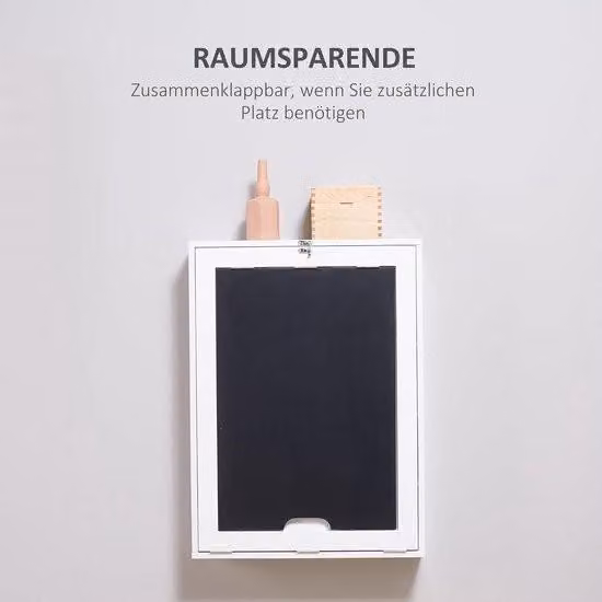 Scrivania pieghevole con lavagna, scrivania pieghevole per computer, tavolo da pranzo, MDF, bianco 88,5 x 60 x 146,5 cm, tavolo da parete